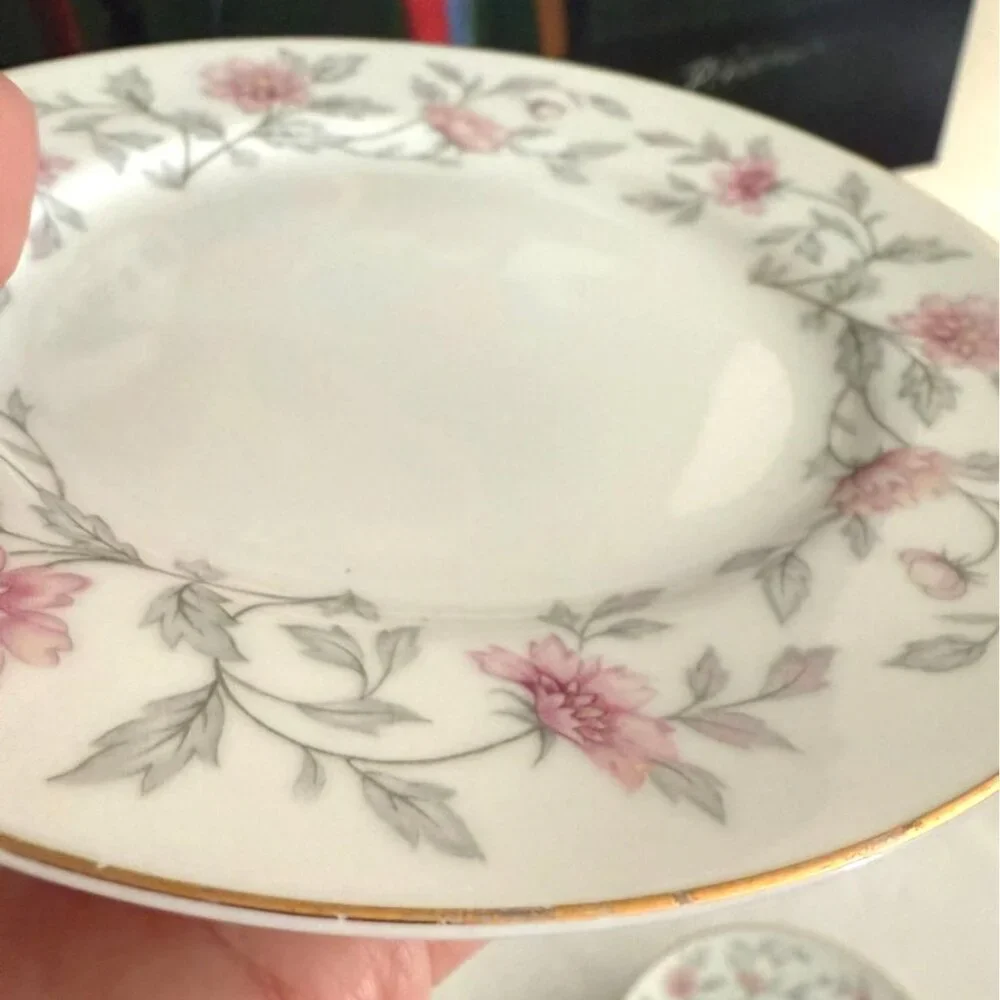 Vintage Valmont China Shalimar Floral 6 inch Plate Pink Floral Rim and Gold Rim